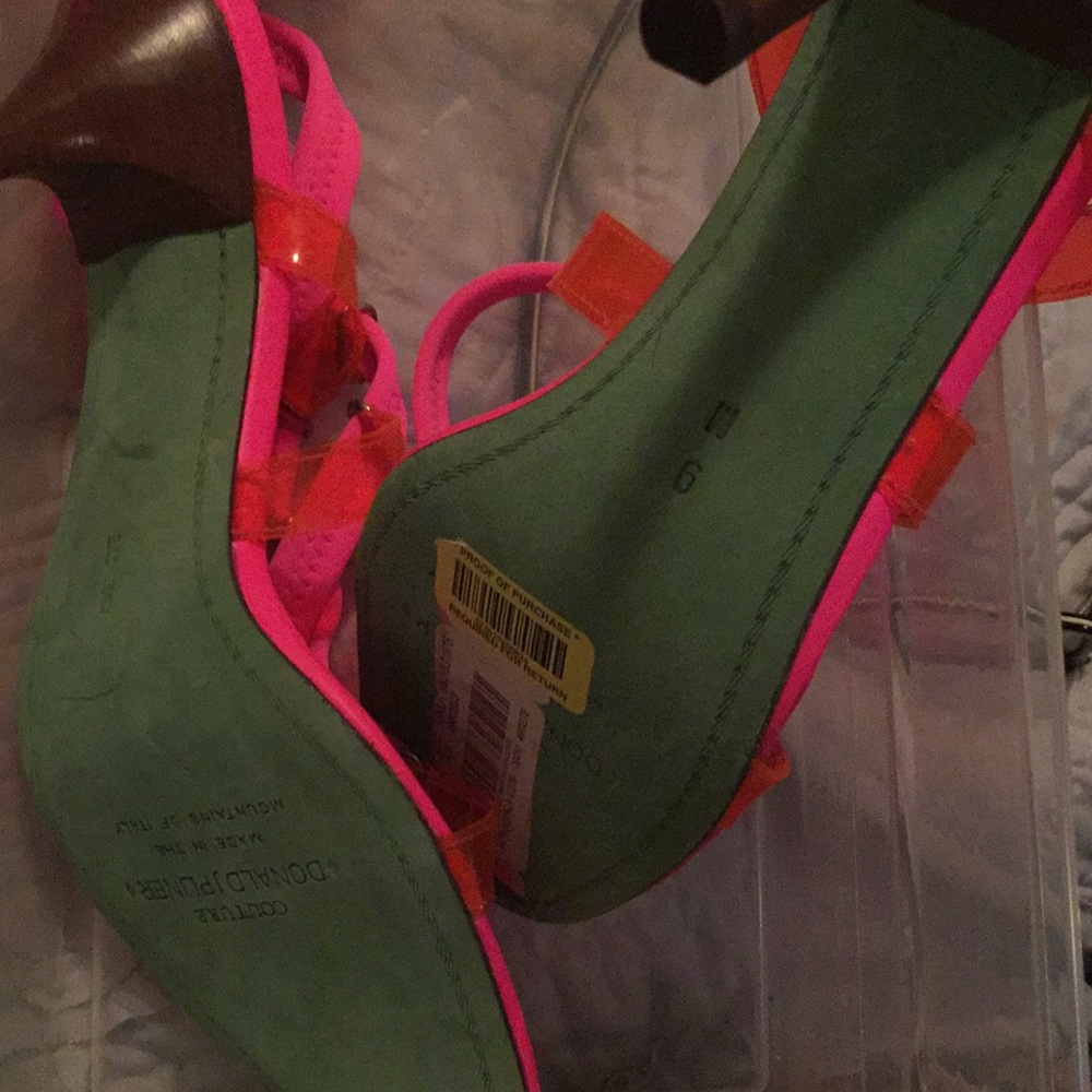 Hot pink Donald j plainer couture strap sandals
